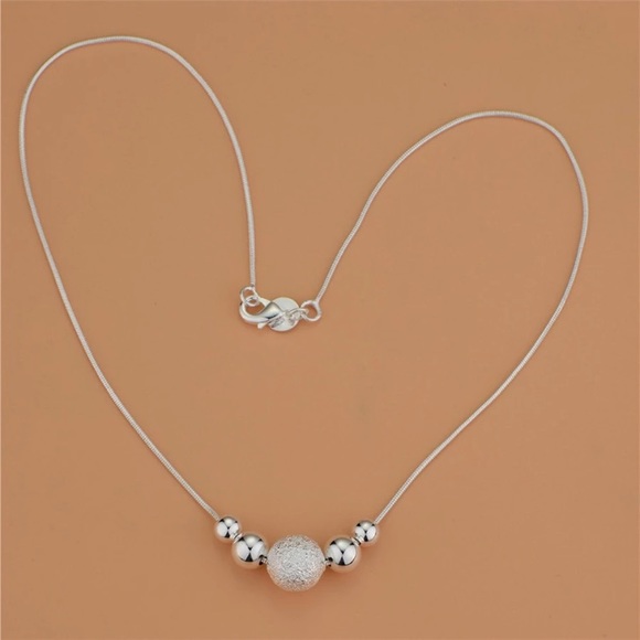 New! Sterling Silver Beaded Necklace - Picture 8 of 9